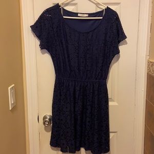 Lush small navy blue floral lace dress